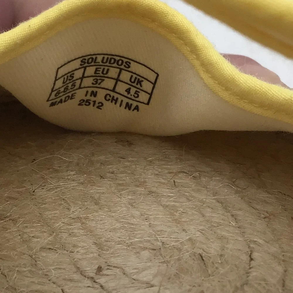Soludos Womens Mary Jane Espadrilles Butter Yellow Canvas Flats Size 6 - 6.5 NEW